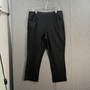 Belle by Kim Gravel Tall Ponte Side Vent Cropped Legging Black, Tall size 16